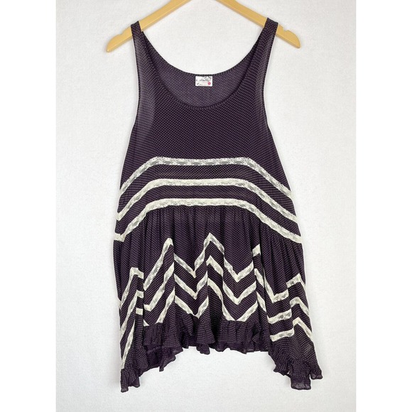 Free People Dresses & Skirts - Free People Intimately Small Trapeze Lace Voile Polka Dot Purple Slip Dress